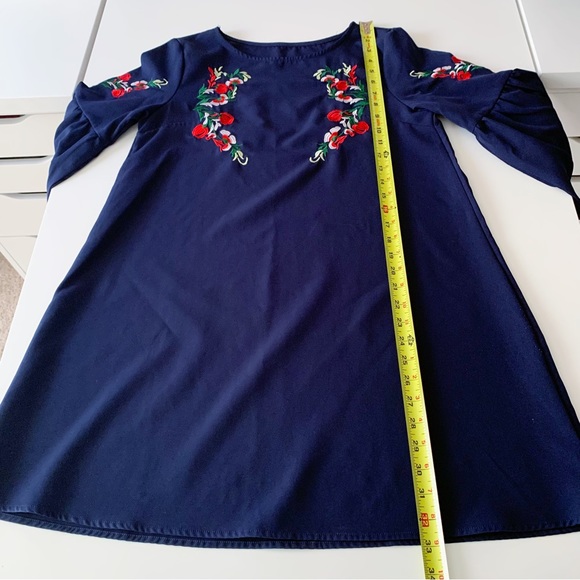 Floerns bell sleeve embroidered tunic dress navy size medium - Picture 4 of 7